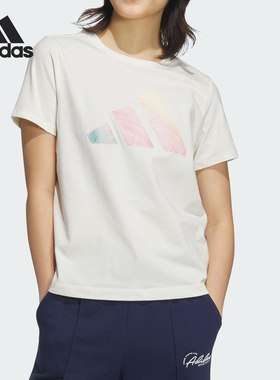 Adidas/阿迪达斯正品2025女士运动休闲透气经典针织渐变T恤JL6284