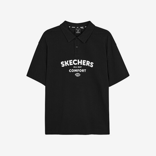 斯凯奇正品 新款 Skechers 夏季 男女简约透气落肩美式 POLO衫