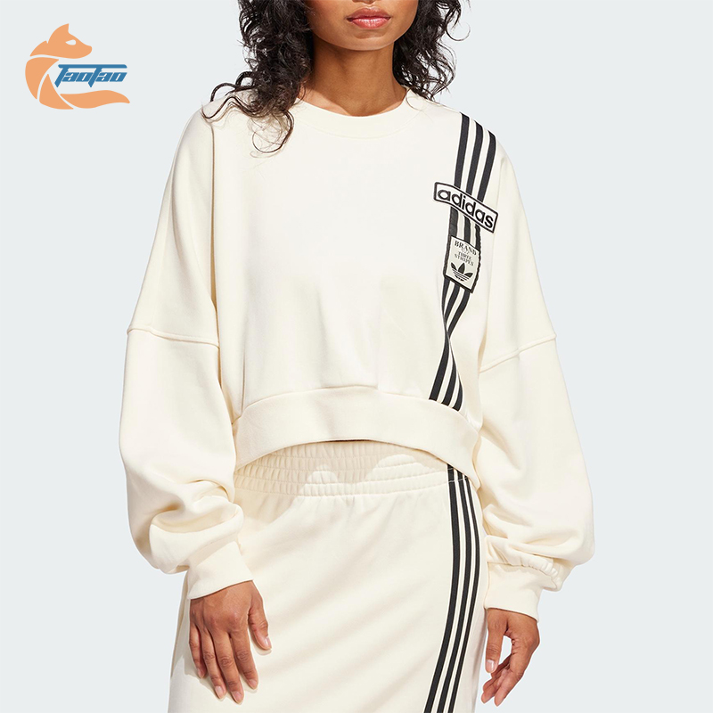 Adidas/阿迪达斯正品新款女士宽松时尚印花卫衣套头衫JD0084