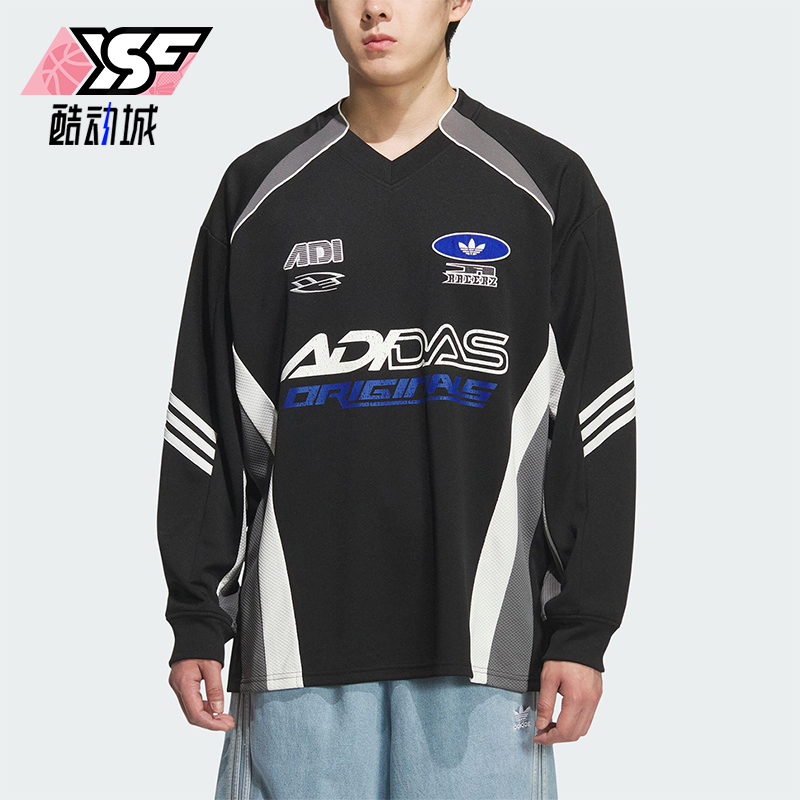 Adidas/阿迪达斯正品三叶草男士运动宽松赛车风印花长袖KF5155