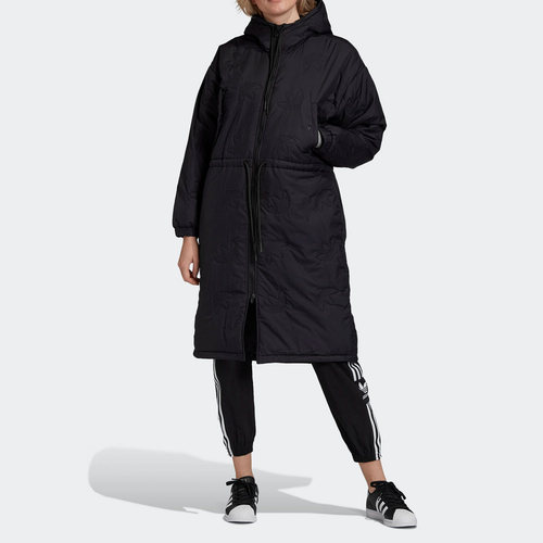Adidas/阿迪达斯正品三叶草TREFOIL印花logo女子抽绳棉服 GD2525