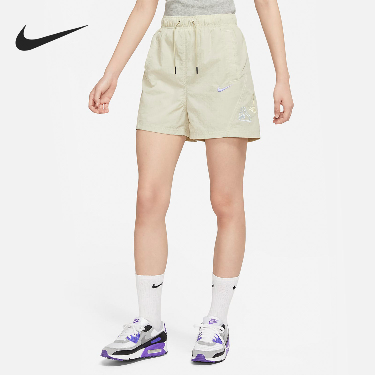 Nike/耐克正品Sportswear 女子梭织高腰运动短裤DX6152-118,运动服/休闲服装,运动中长裤／短裤,淘宝优惠券,粉丝福利购,淘宝优惠卷