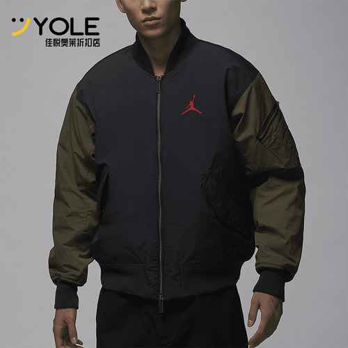 耐克男士运动拼接印花保暖棉服