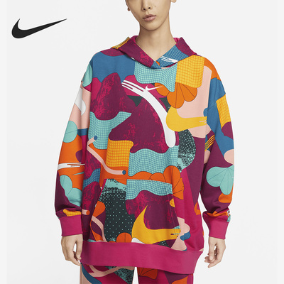 Nike/耐克正品Sportswear 女子法式毛圈印花连帽衫FD6685-681