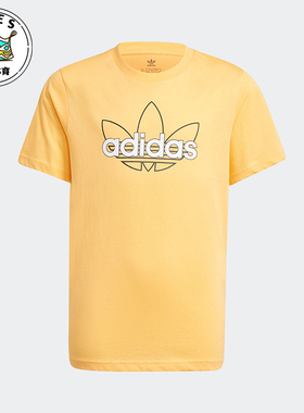 Adidas/阿迪达斯正品三叶草大童舒适圆领透气印花运动短袖GN2300