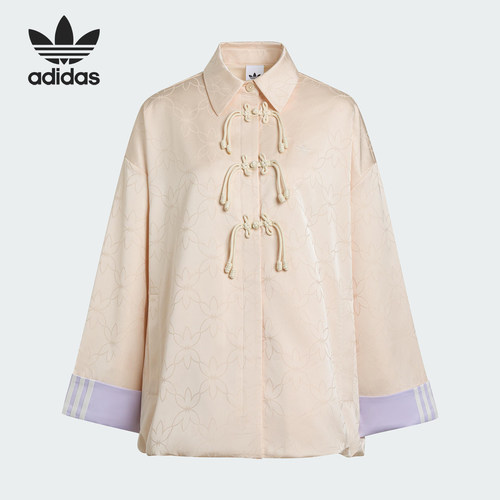Adidas/阿迪达斯正品三叶草女士休闲提花新中式宽松外套KW1997