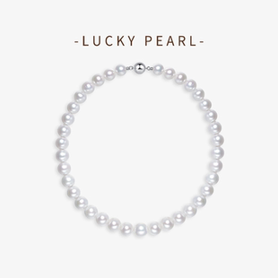 有幸珍珠项链S925银强光赛澳白珍珠链10-12mm妈妈款锁骨颈链送礼