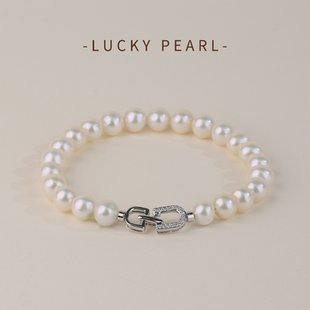 有幸珍珠手链 S925银天然淡水珍珠手串女精致百搭双D扣送女友礼物