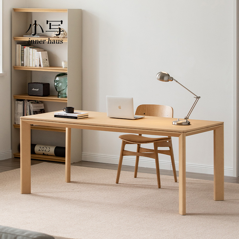 北欧日式极简原木风餐桌工作台