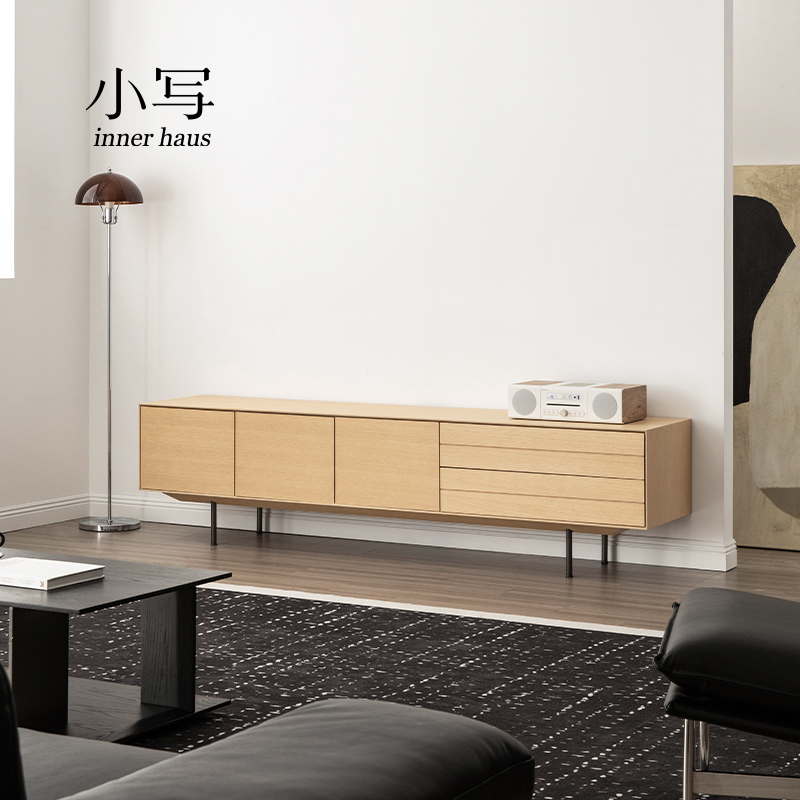 小写inner电视机柜客厅家用收纳储物柜一体现代极简原木拼色柜子