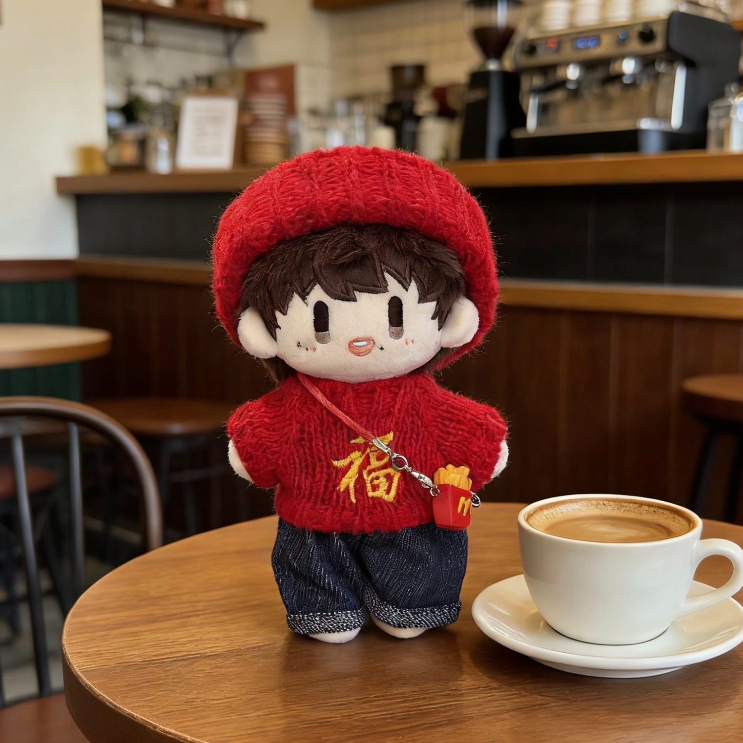 10cm正常体棉花娃娃周可可娃衣拜年服2026年新年衣服福气红色套装