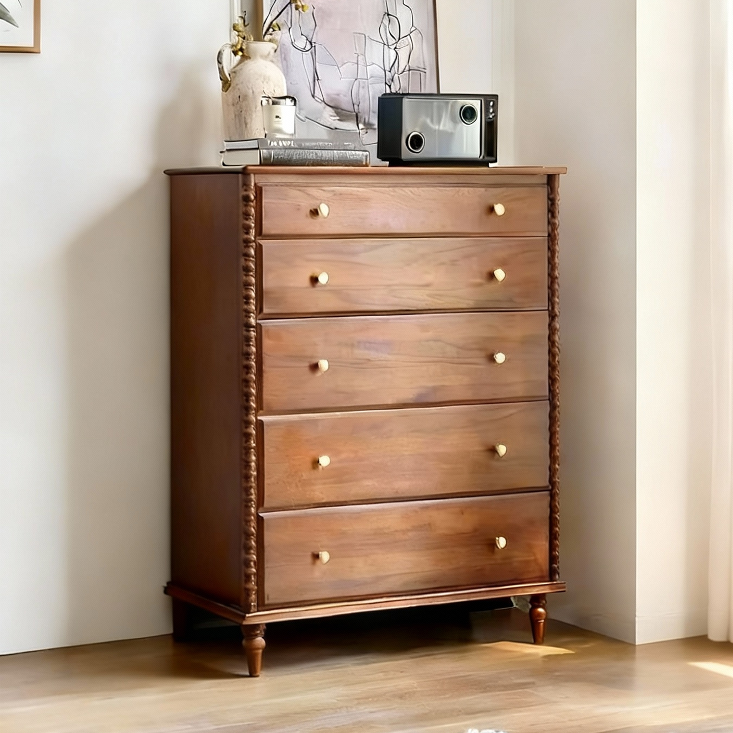 收纳梳妆台一体法式客厅玄关实木