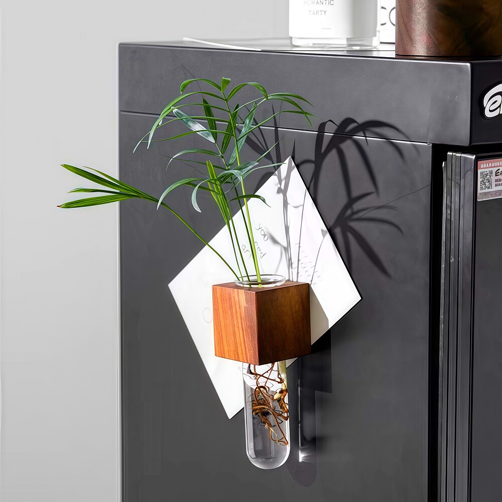 ins风迷你陶瓷小花瓶冰箱贴磁吸个性创意3D立体实木插花中国风