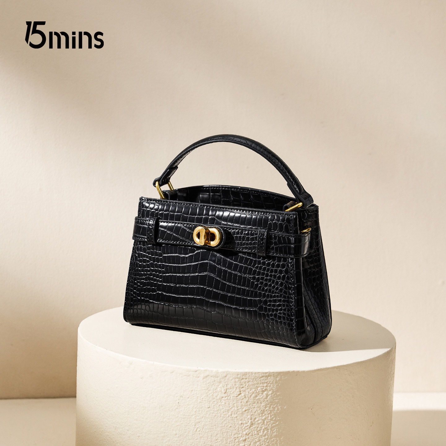 15mins时尚手提凯莉包包女高级感2025新款女式通勤单肩斜挎包女款