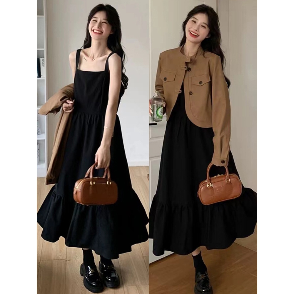 微胖巨好看套装裙女秋2025新款超火减龄胖妹妹显瘦遮肚子肉两件套