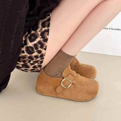 爆款厚底内增高全包勃肯鞋女鞋子2025新款秋一脚蹬豆豆鞋博肯单鞋