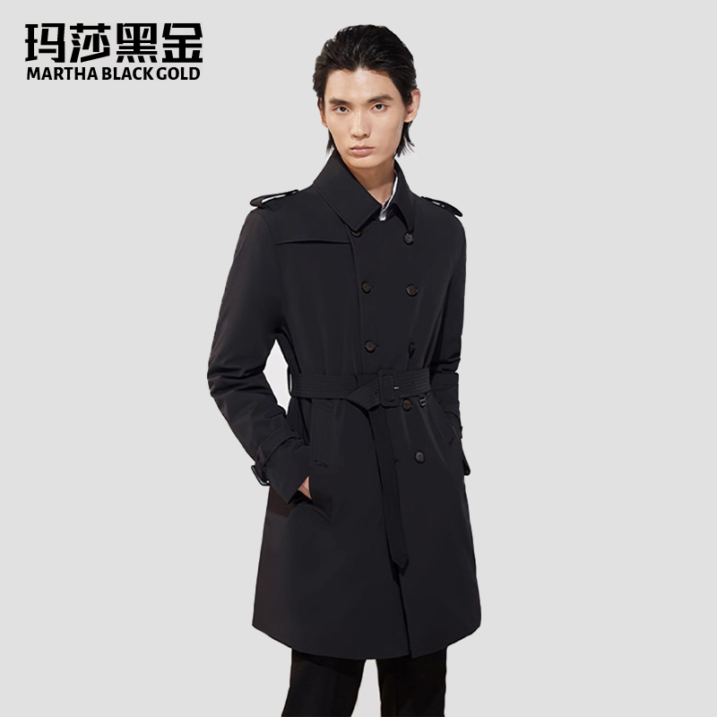 羽绒服中长款风衣玛莎黑金冬季