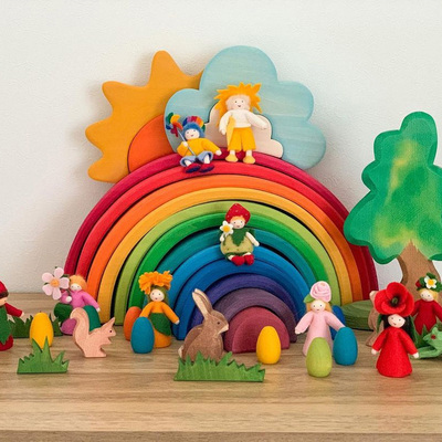 德国grimms彩虹格林积木大号拼搭木制儿童益智早教玩具3+