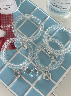 可爱透明猫咪电话绳发圈手链