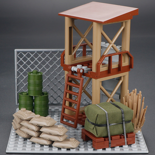 玩具 备仿真房间全套帅气小人仔拼装 军事场景集装 箱中国积木武器装