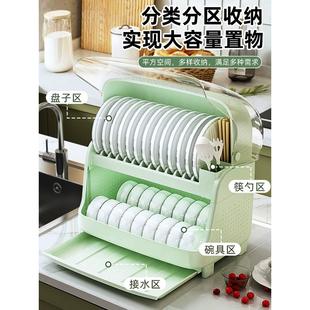碗箱碗碟收纳盒带盖防尘防虫塑料家用双层装 厨房碗架装 碗盘碗简约