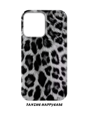 个性艺术灰色豹纹适用于苹果15手机壳14pro创意iPhone13高级12小众磨砂华为mate60pro菲林硬壳全包防摔小米14