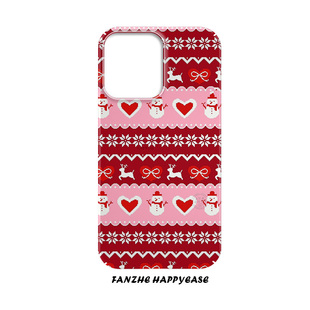 圣诞爱心雪人适用于苹果16手机壳14pro创意iPhone13欧美15喜庆12磨砂华为mate60菲林壳防摔小米15三星s24u