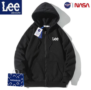 LEEabot&NASA联名情侣装长袖开衫卫衣外套男女潮牌加绒连帽卫衣