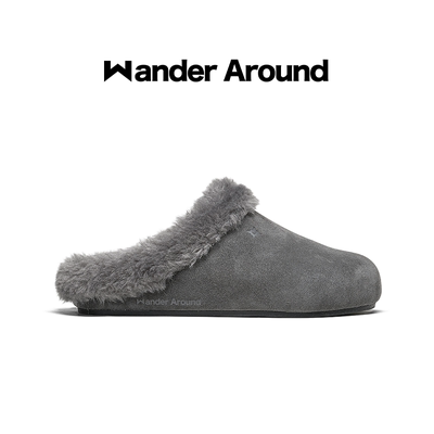 Wander around2026春季新款厚底增高加绒勃肯鞋复古休闲毛拖女