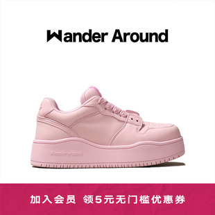 around 春秋款 汪蘇瀧同款 仙女粉厚底增高休閑板鞋 女 Wander