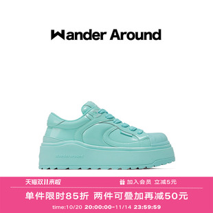 厚底增高绿色贝壳头休闲板鞋 新款 女 around2025年春季 Wander