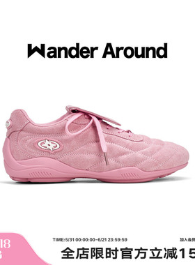 Wander around2026春秋新款粉色厚底增高足球鞋复古德训鞋女