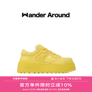 around厚底增高黄色贝壳头休闲板鞋 Wander 女 黄子弘凡同款