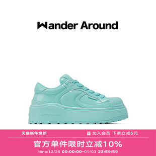厚底增高绿色贝壳头休闲板鞋 新款 女 around2025年春季 Wander