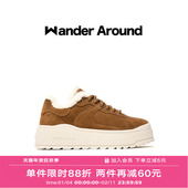 around2024冬季 款 棕色麦昆厚底增高板鞋 Wander 加绒保暖雪地鞋 女