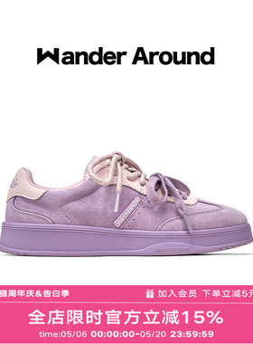 Wander around2026春秋新款紫色厚底增高休闲鞋复古芭蕾德训鞋女
