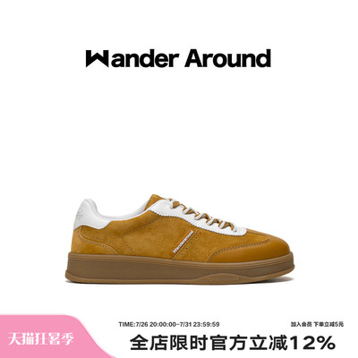 Wander around2025秋季新款中黄拼色厚底增高休闲鞋复古德训鞋女
