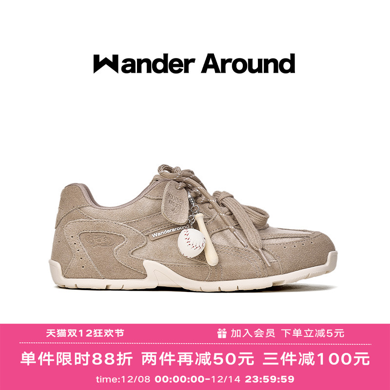 Wander around2025秋季新款厚底增高德训鞋休闲复古足球鞋女