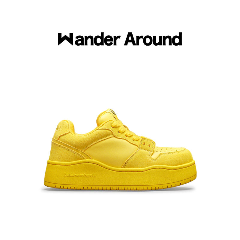 【明星同款】Wander Around春秋款黄色厚底增高休闲板鞋男女同款
