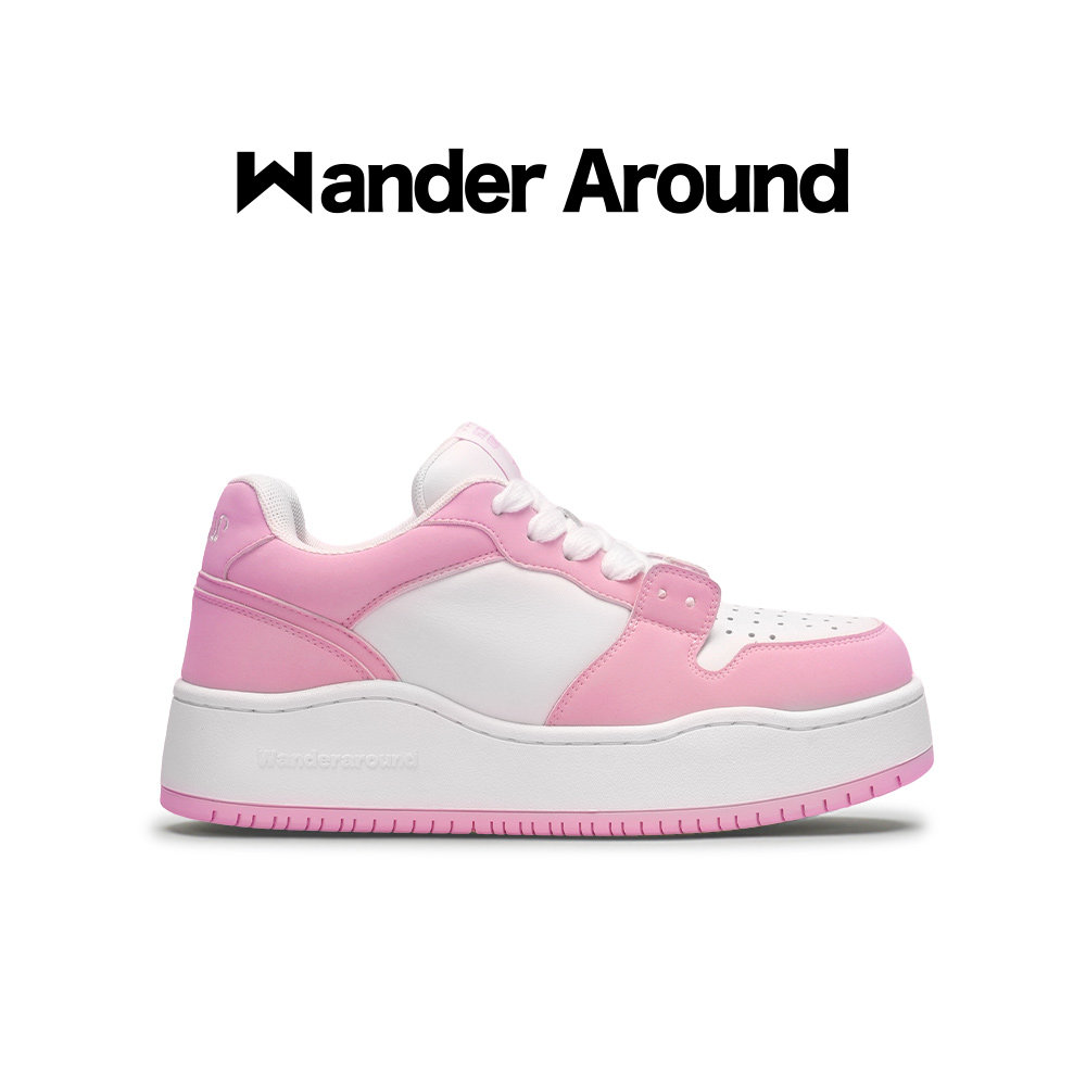 【乔一鱼同款】Wander Around 春秋款白粉拼色厚底增高休闲板鞋女图片