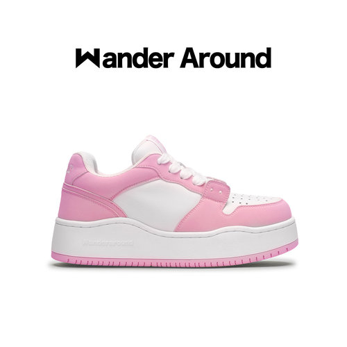 【乔一鱼同款】Wander Around 春秋款白粉拼色厚底增高休闲板鞋女