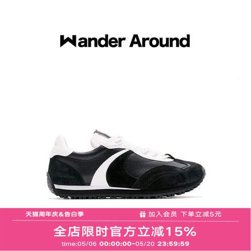Wander around2025春夏新款LUNA系列黑白拼色阿甘休闲德训鞋女