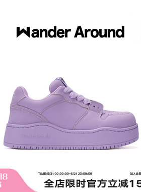 【明星同款】 Wander around漫行春秋款紫蝴蝶厚底增高休闲板鞋女