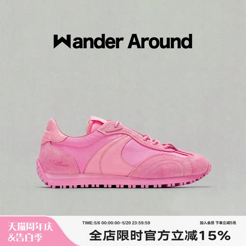 【何泓姗同款】Wander around 春秋款LUNA系列粉色阿甘鞋德训鞋女