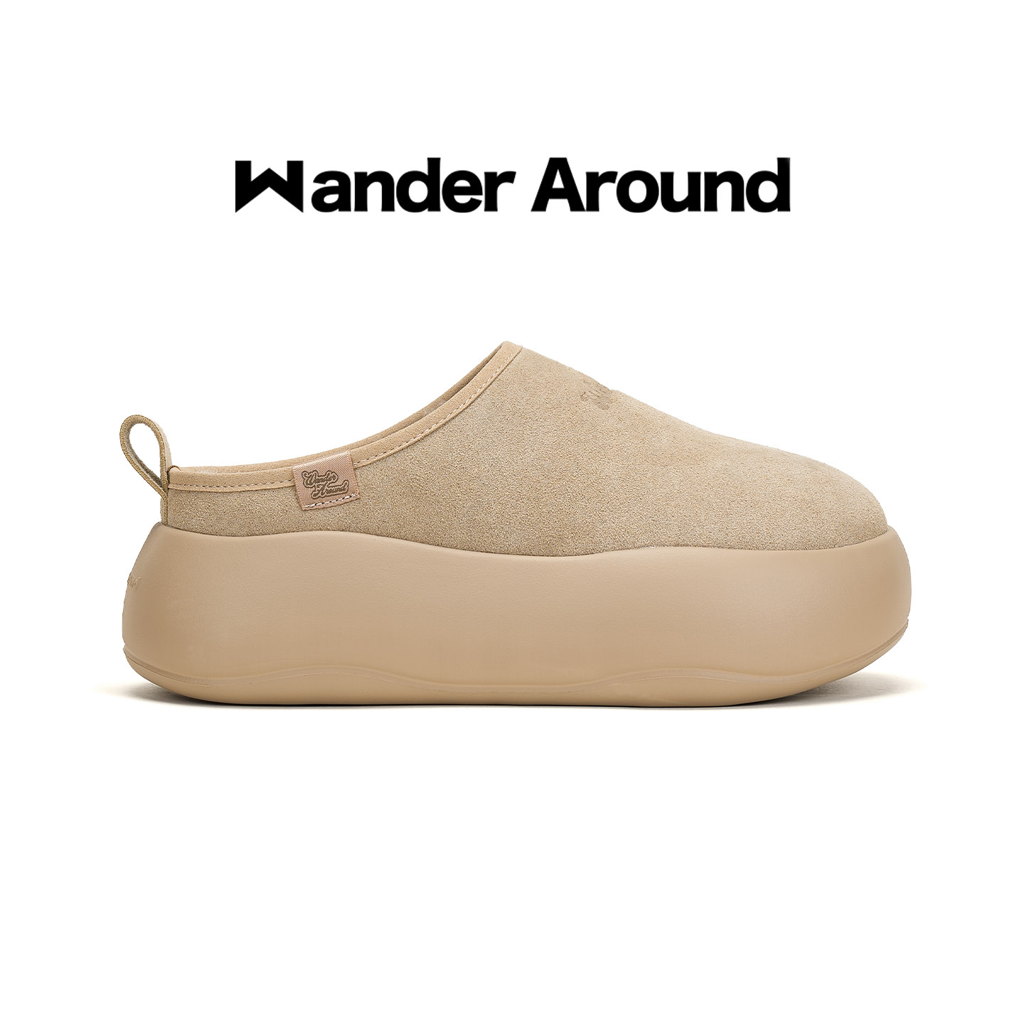 Wander around「小胖包」半拖保暖棉鞋厚底增高5cm短筒雪地靴