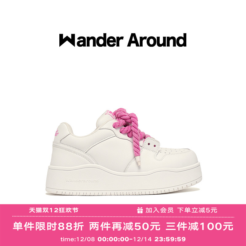 【杨超越同款】Wander around25年春款厚底增高休闲板鞋小白鞋女