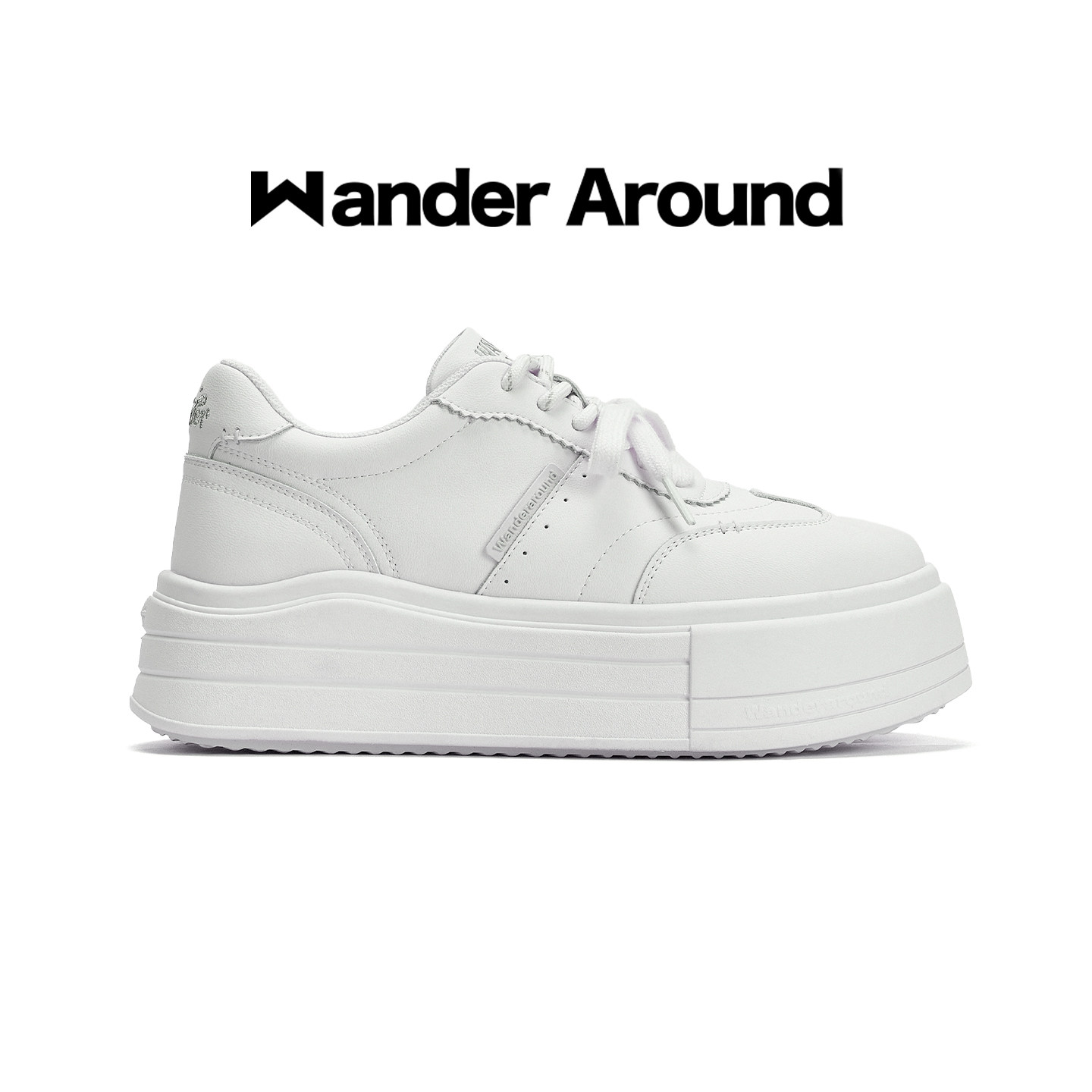 Wander around2026秋冬新款厚底增高休闲板鞋复古白色德训鞋女