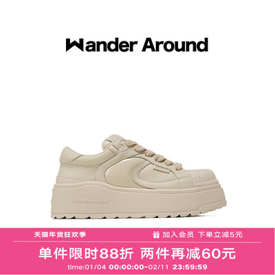 【黄子弘凡同款】 Wander around厚底增高贝壳头休闲板鞋女