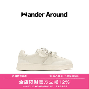 Wander around2025新款小白鞋厚底增高休闲板鞋复古德训鞋女