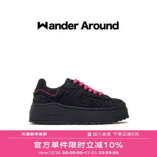 小香风休闲鞋 黑色麦昆厚底增高板鞋 女 around2024秋冬新款 Wander